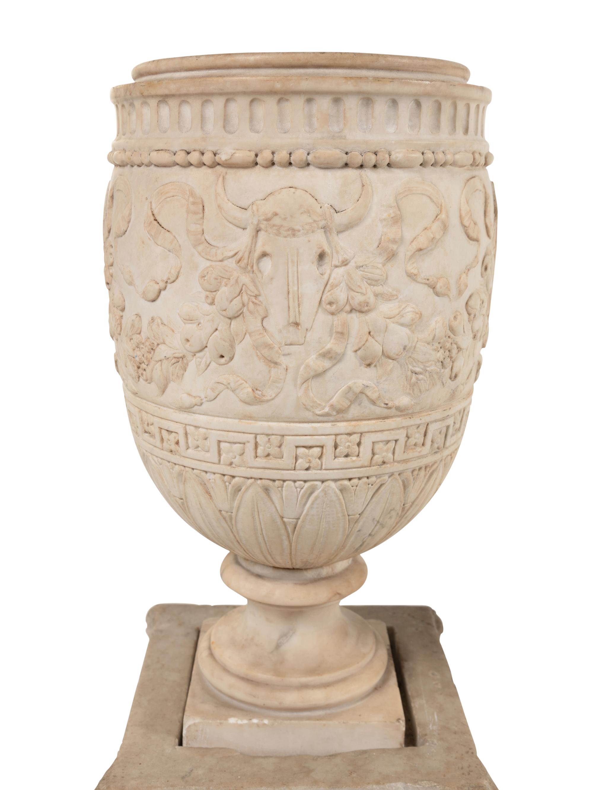 A Near Pair of Neoclassical Marble Jardinières