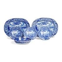 Six Staffordshire Historical Blue Fair Mount Near Philadelphia Transferware Table Articles, Joseph Stubbs, Burslem, 1790-1829