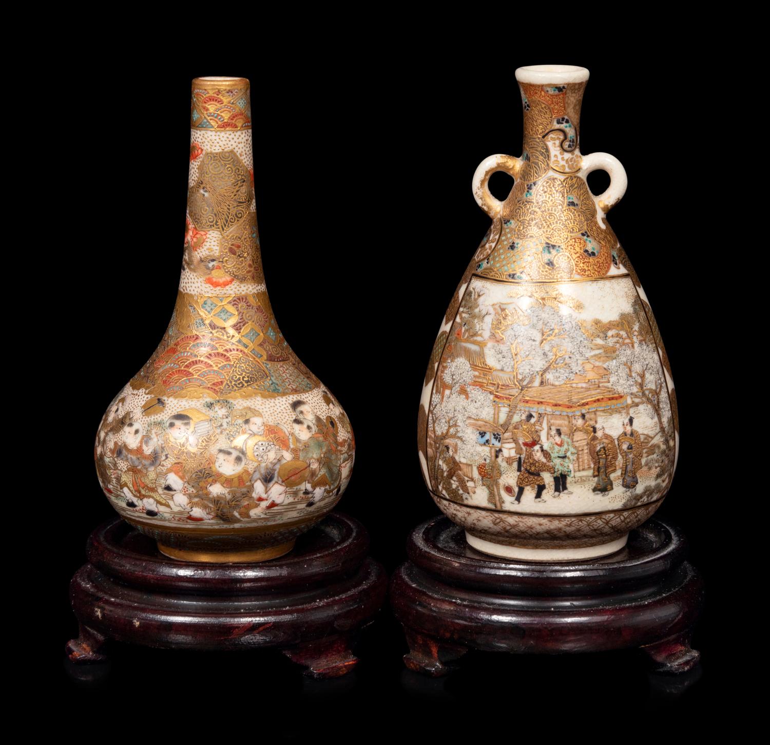 Two Small Japanese Satsuma Vases