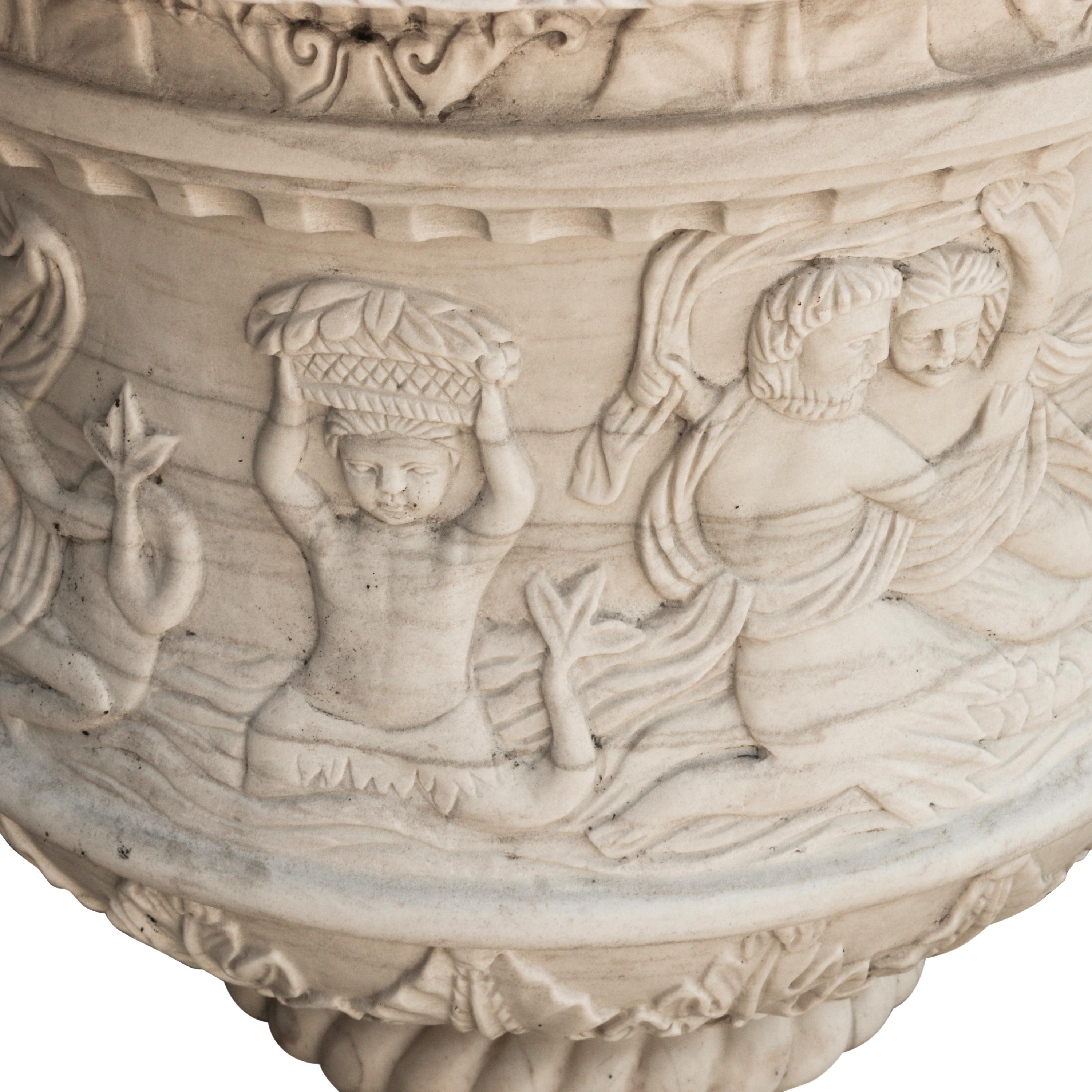 A Pair of Italian Neoclassical Style Marble Urns