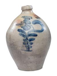 An I. M. Mead Three-Gallon Cobalt Decorated Floral Jug