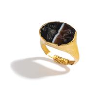 A Roman Gold and Banded Agate Finger Ring with the Goddess Diana