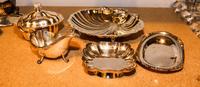 Nine Silver-Plate Table and Serving Articles Width of widest 10 1/4 inches.