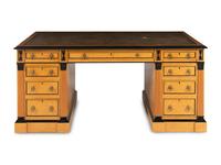 A Russian Neoclassical Style Birch and Parcel Ebonized Partner's Desk