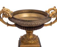 A Pair of Continental Gilt Bronze and Marble Tazze Ornaments