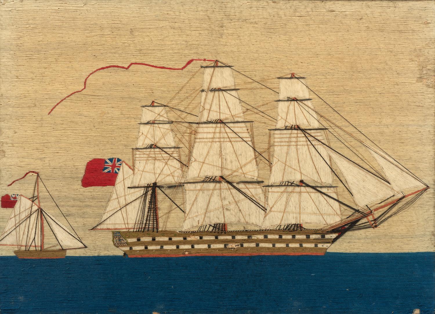Two English Sailor Woolwork Pictures