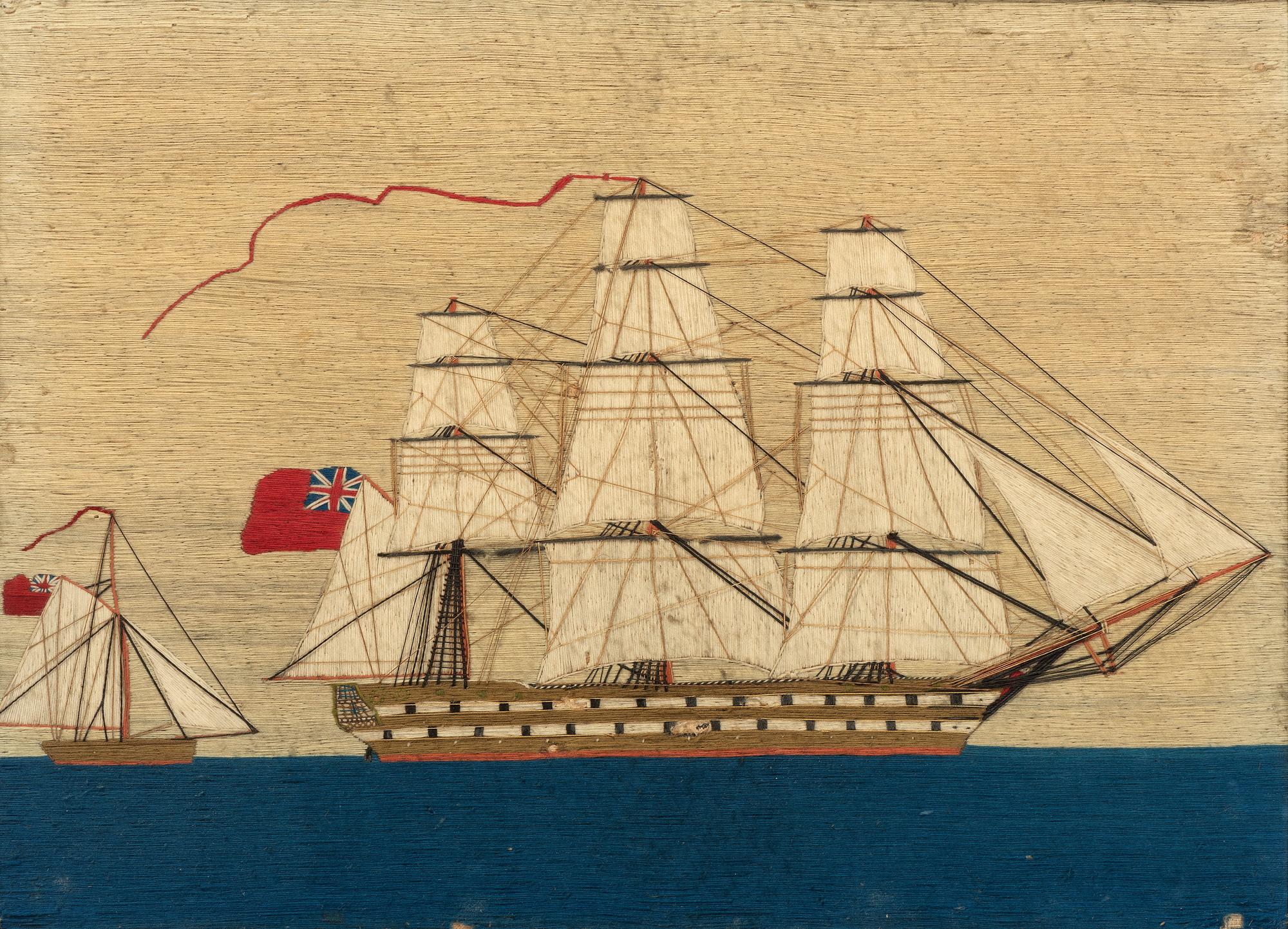 Two English Sailor Woolwork Pictures
