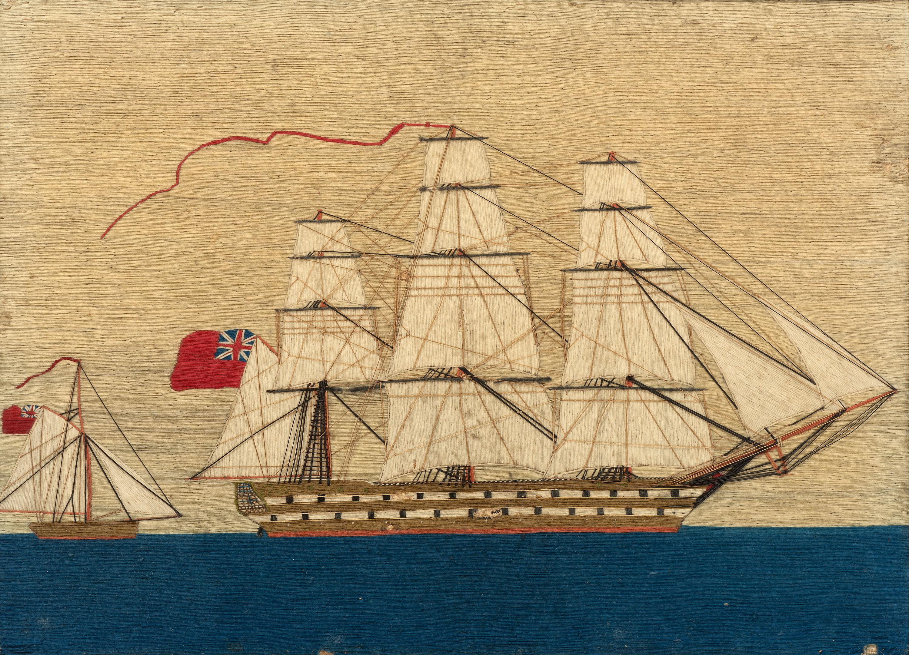 Two English Sailor Woolwork Pictures