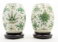 A Pair of Polychrome Enameled Porcelain Jars and Covers Height 8 1/4 inches. — 20TH CENTURY