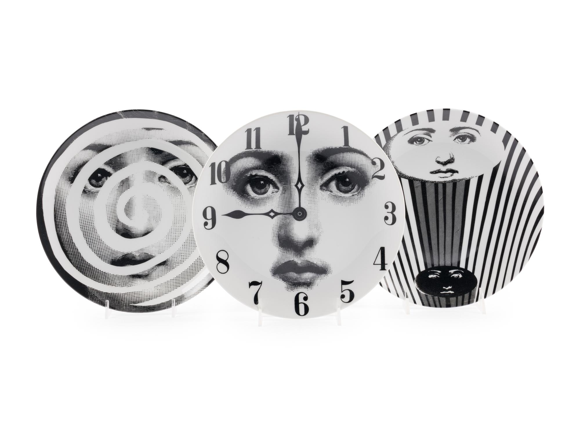 Collection of Three Surrealist Plates Fornasetti Milano, Italy