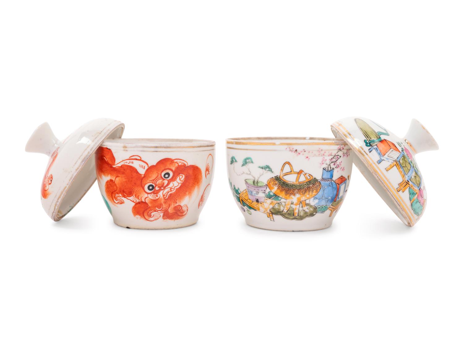Two Chinese Famille Rose Porcelain Covered Jars