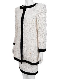 Givenchy Haute Couture Velvet Trimmed Eyelet Skirt Ensemble, 1980-90s