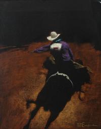 Mark English, (American, b. 1933), Rodeo and Bronco Bust'in together with a Raleigh Rodeo framed poster
