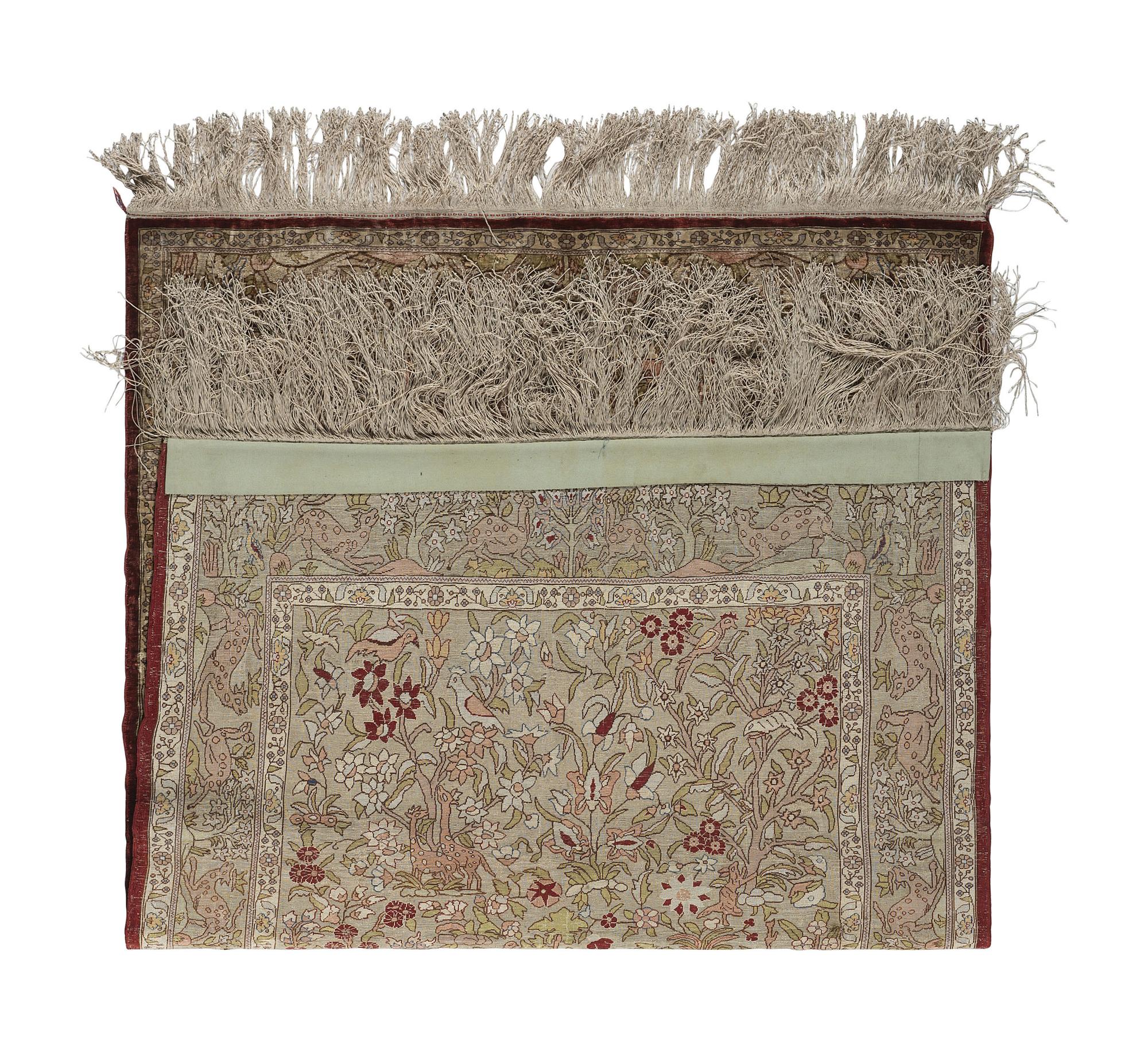 An Isfahan Silk and Metallic Thread Pictorial Rug
