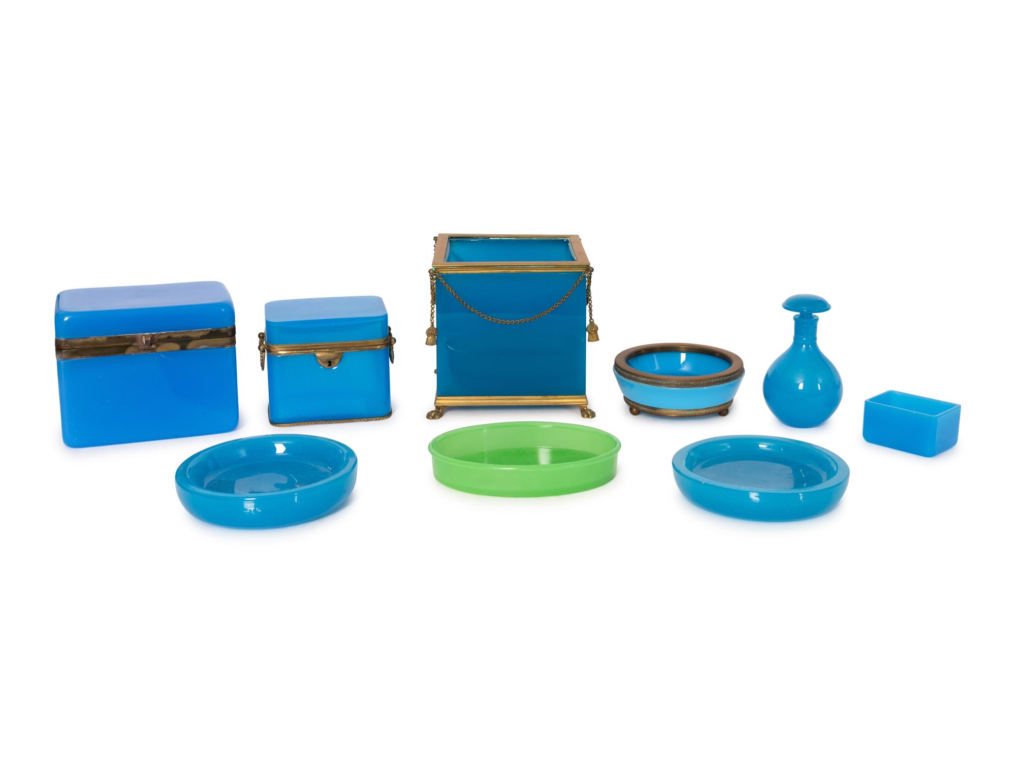 A Collection of French Opaline Glass Articles
