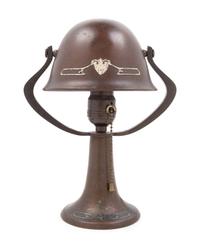 Attributed to Heintz, FIRST HALF 20TH CENTURY, a copper and silver overlay table lamp