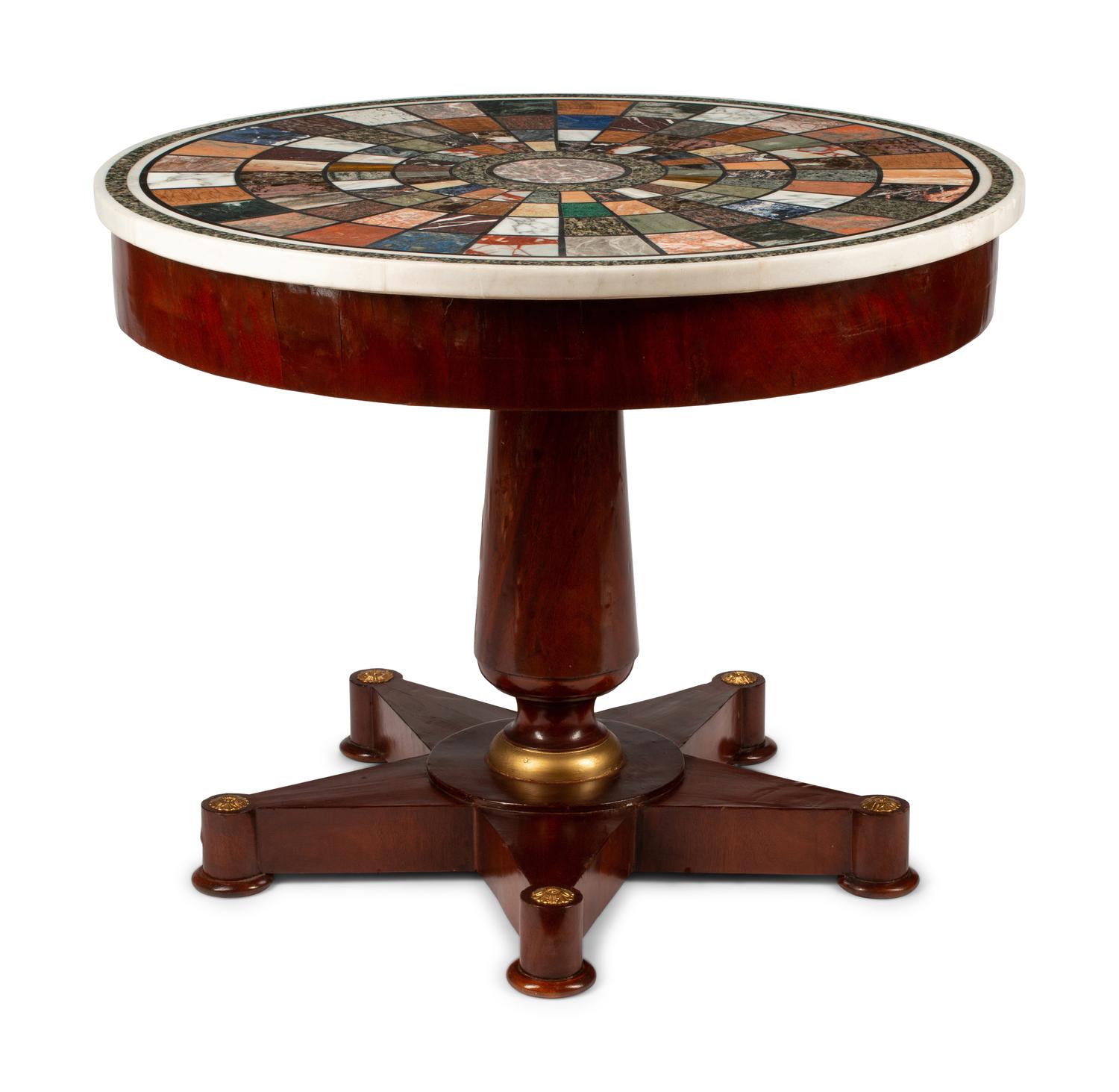 An Empire Style Mahogany Table with a Specimen Marble Top
