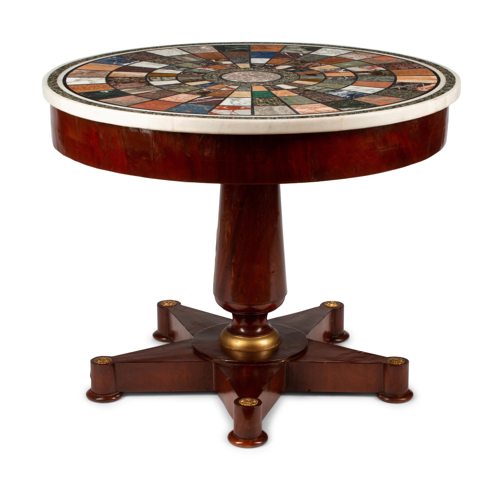 An Empire Style Mahogany Table with a Specimen Marble Top