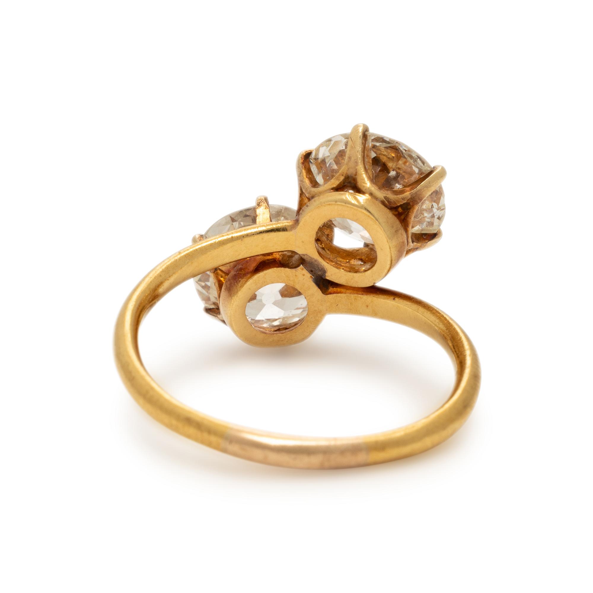 Diamond and Yellow Gold 'Toi et Moi' Ring