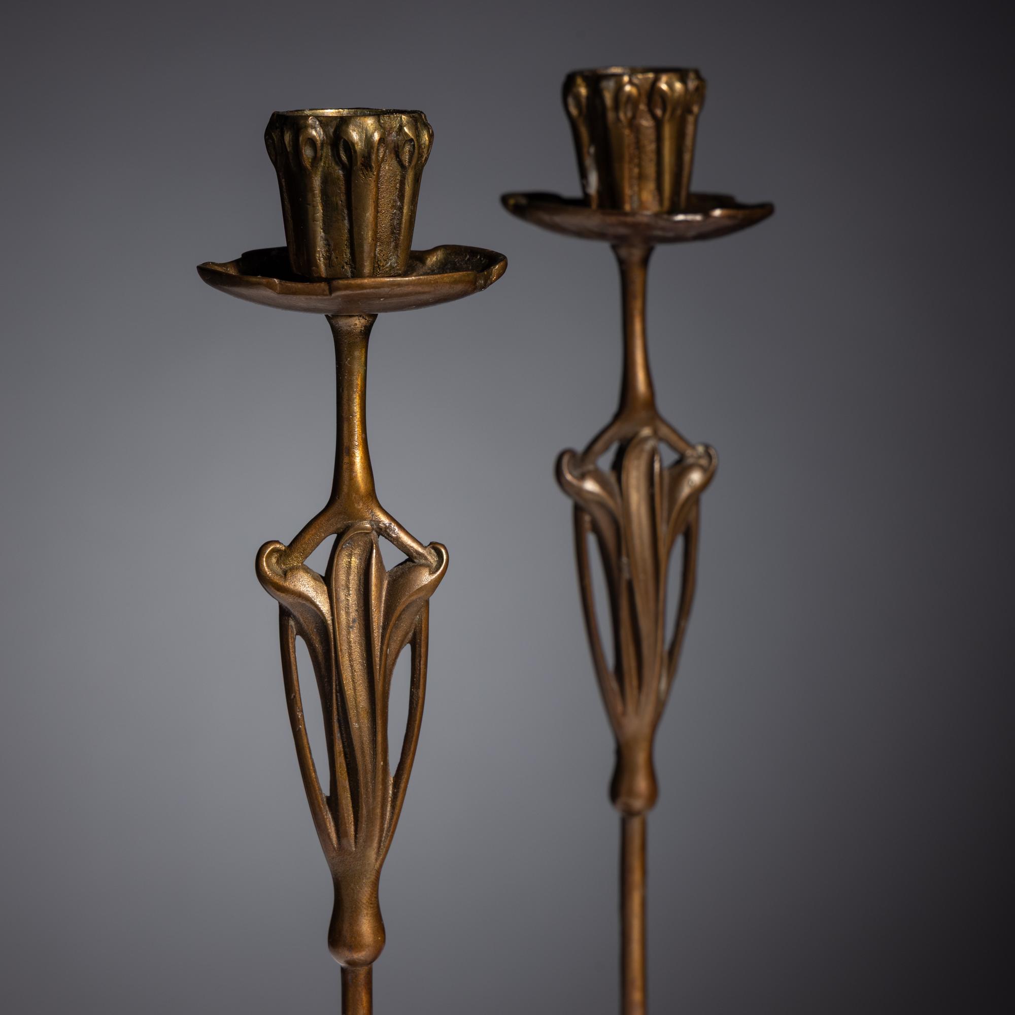 Pair of candlesticks, produced for the Galerie l'Art Nouveau, Bing , 1901