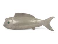 A Chinese Export Pewter Fish-Form Dish and Cover