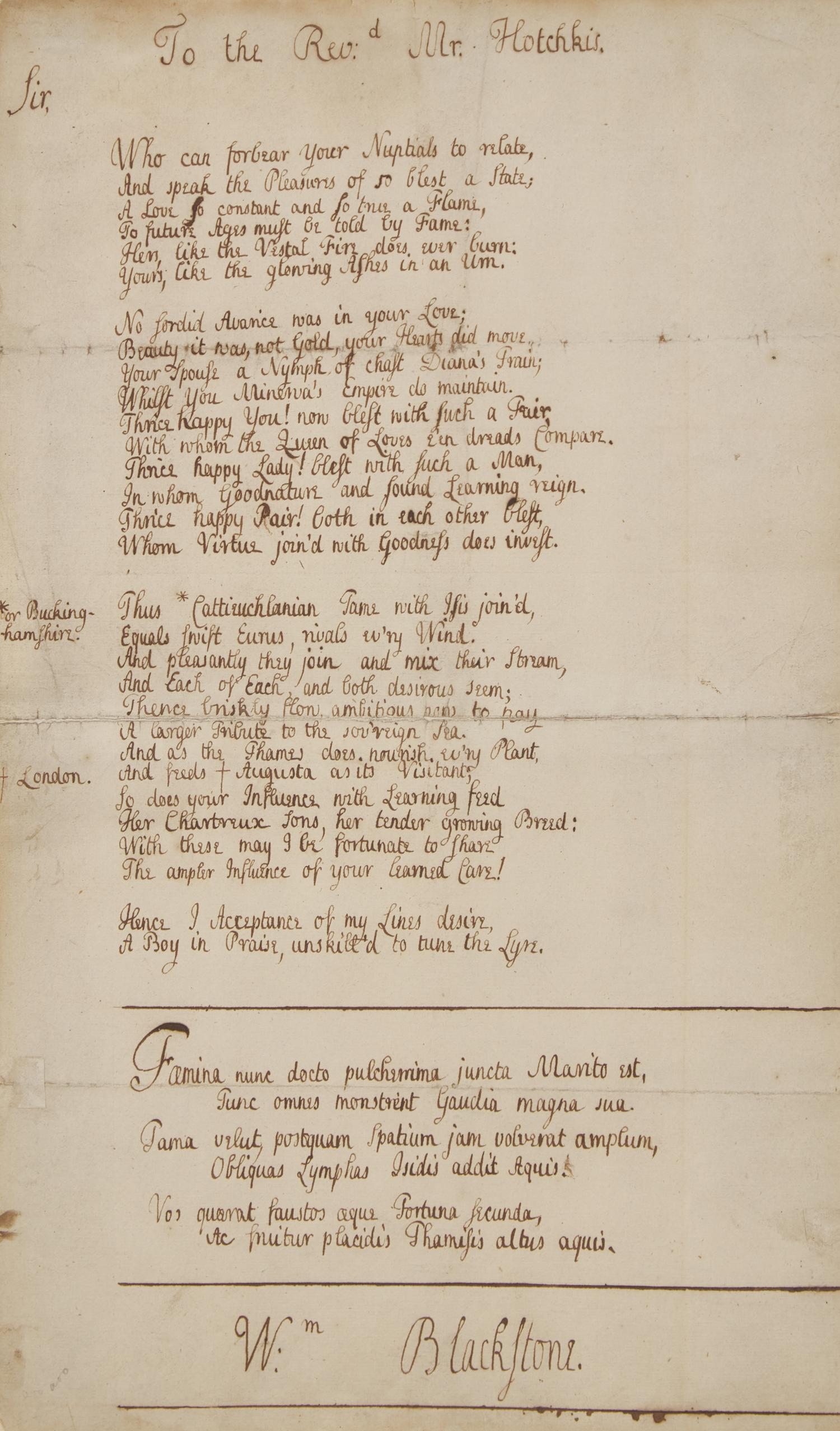 [Law] Blackstone, William. Autograph Manuscript, signed