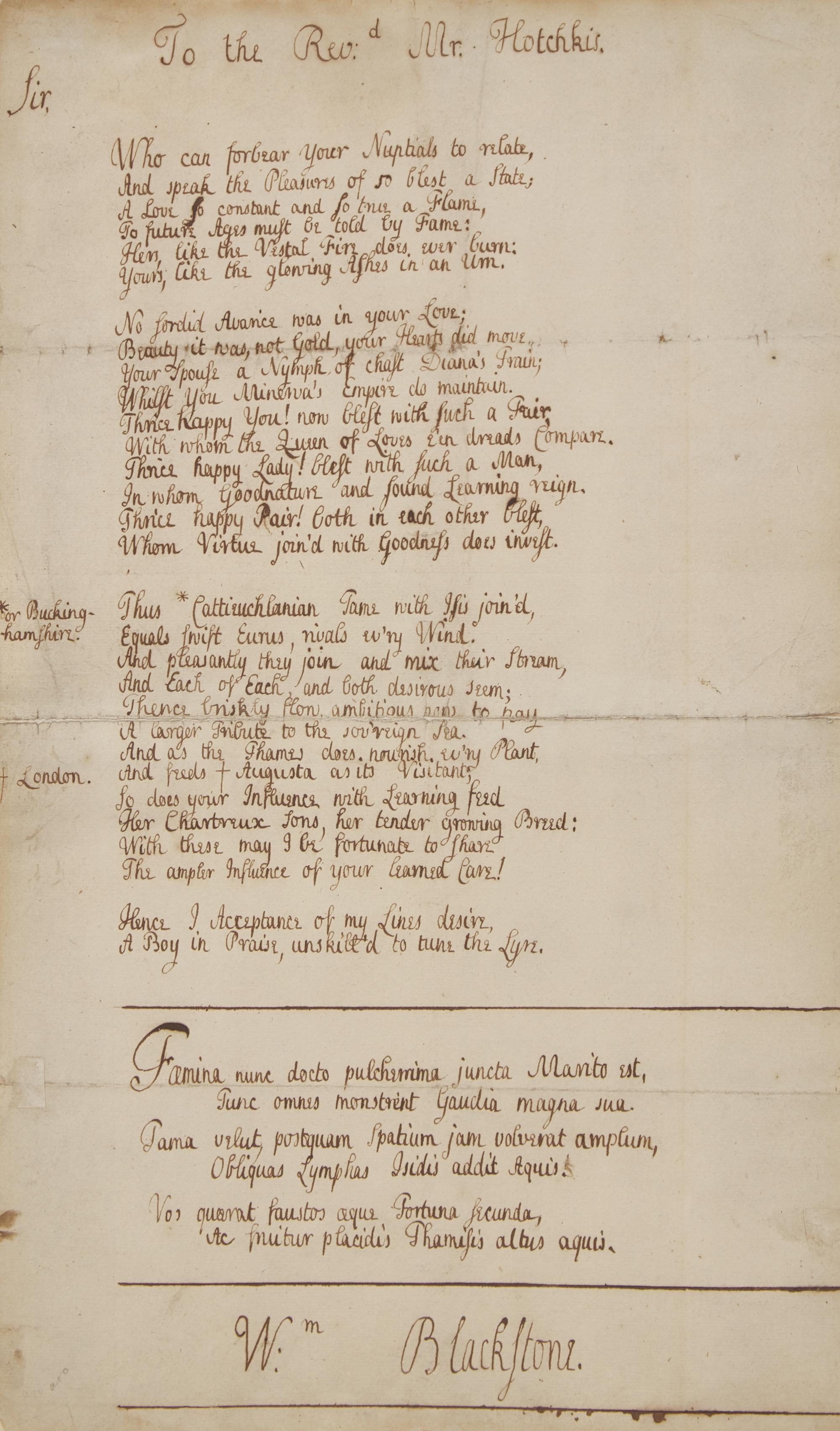 [Law] Blackstone, William. Autograph Manuscript, signed