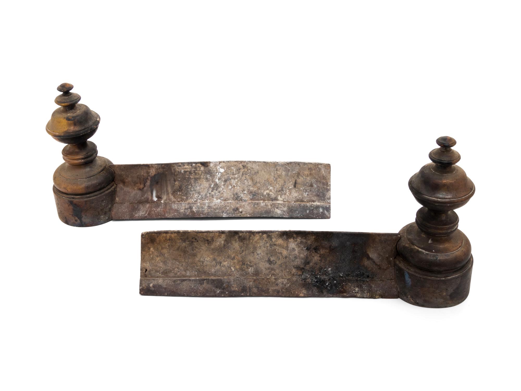 A Group of English Brass or Wirework Fireplace Tools