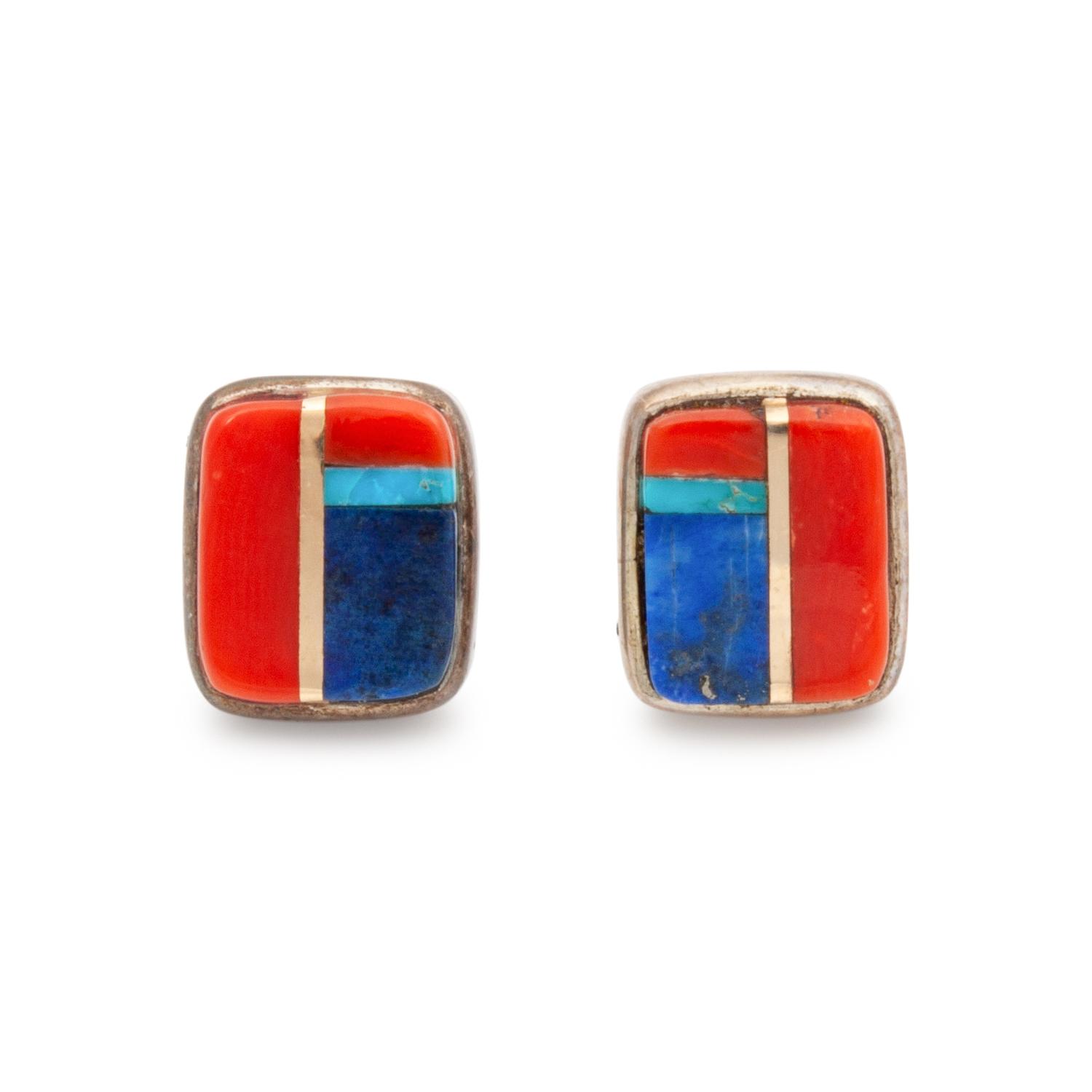 Gold and Multi-Stone Inlay Earrings Lot is located and will ship from Denver, Colorado.
