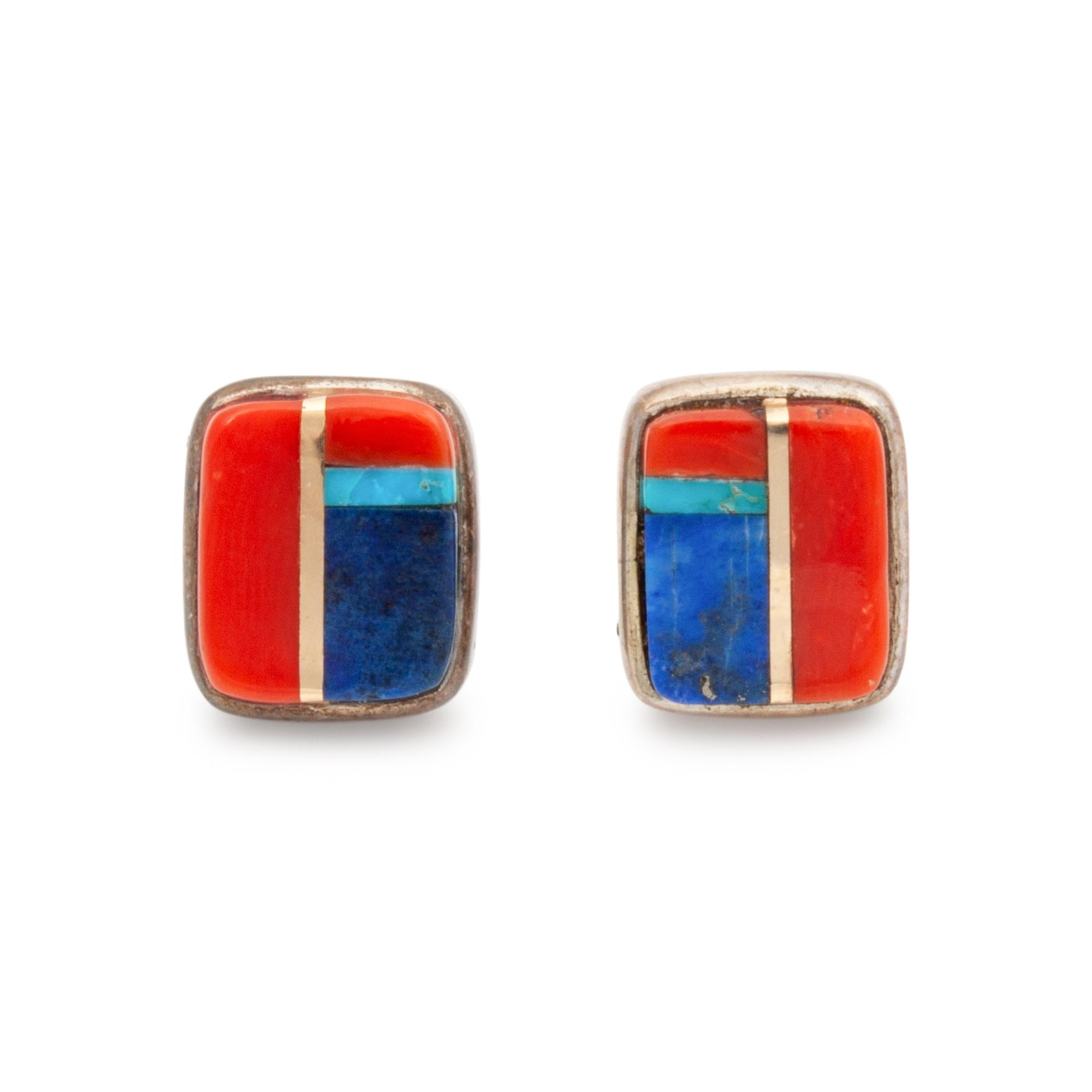 Gold and Multi-Stone Inlay Earrings Lot is located and will ship from Denver, Colorado.
