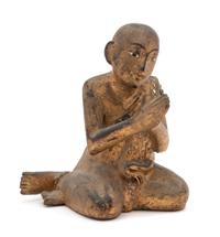 A Thai Lacquered Wood Figure of a Praying Monk Height 7 inches. — 20TH CENTURY