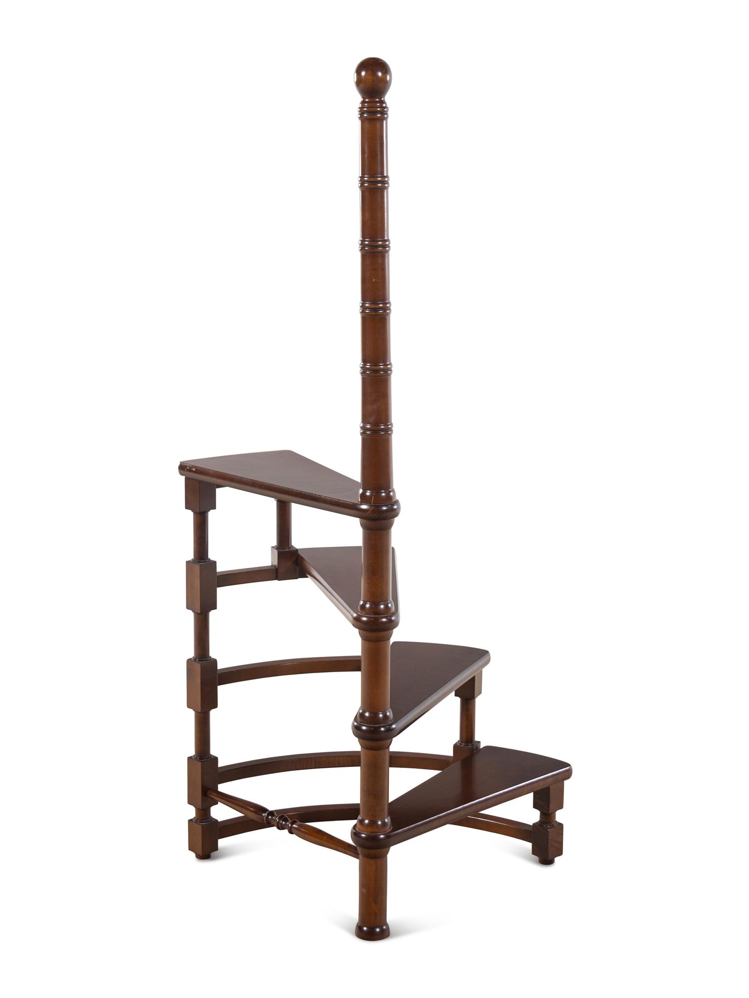 A Set of Edwardian Style Mahogany Library Steps