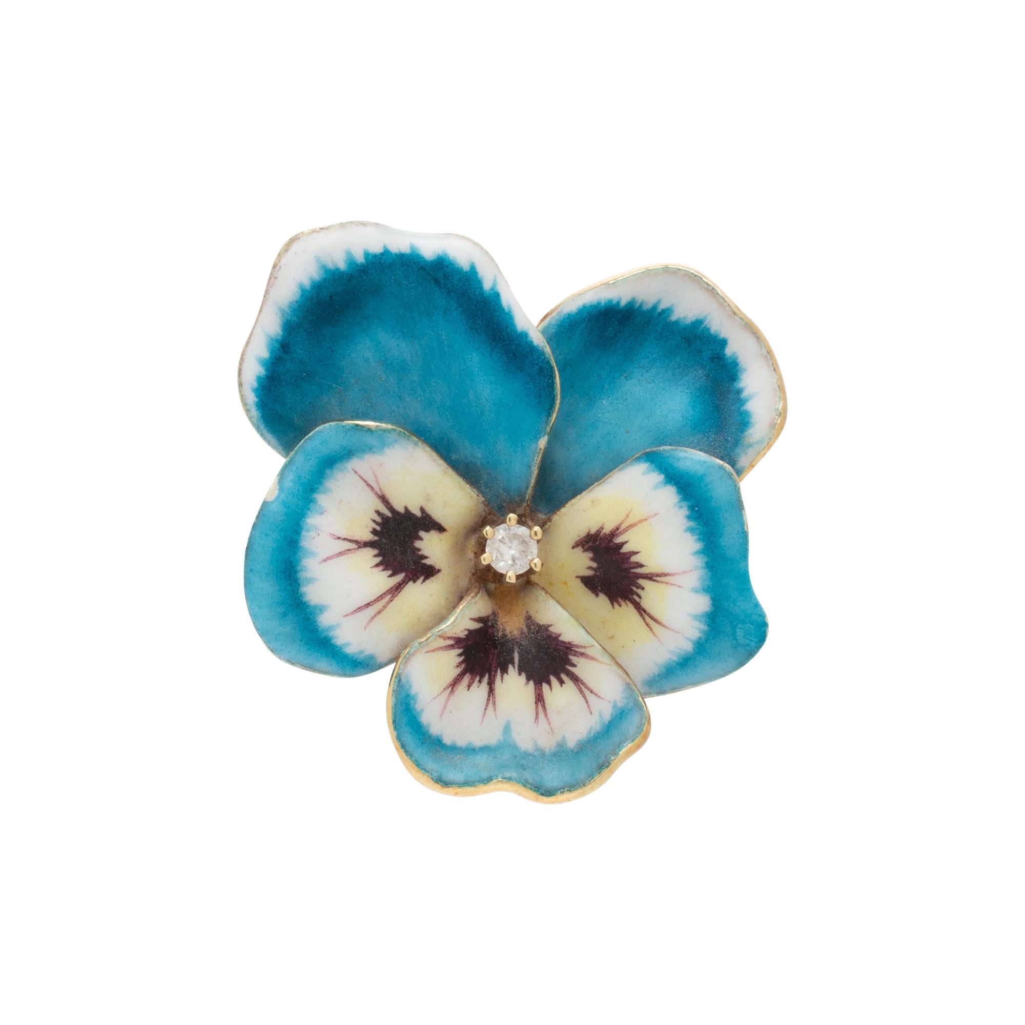 ENAMEL AND DIAMOND PANSY PENDANT/BROOCH