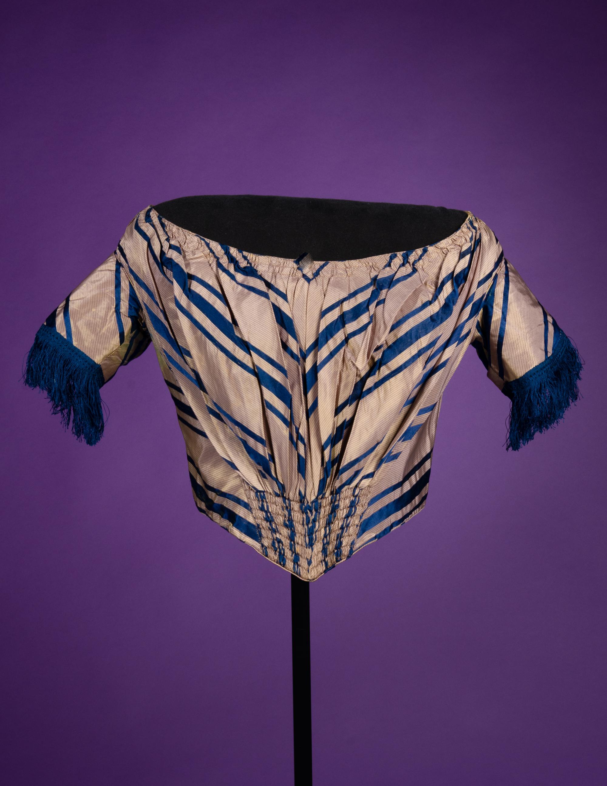 Two Silk Bodices with One Matching Capelet, 1840-60