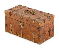 A Victorian Brass Banded Burlwood Tea Caddy