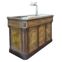 A Cafe Bar with Beer Taps and Zinc Top 56" H — France, Circa 1920