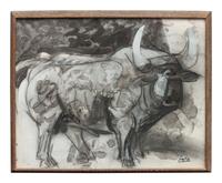 Group of Two Bull Drawings