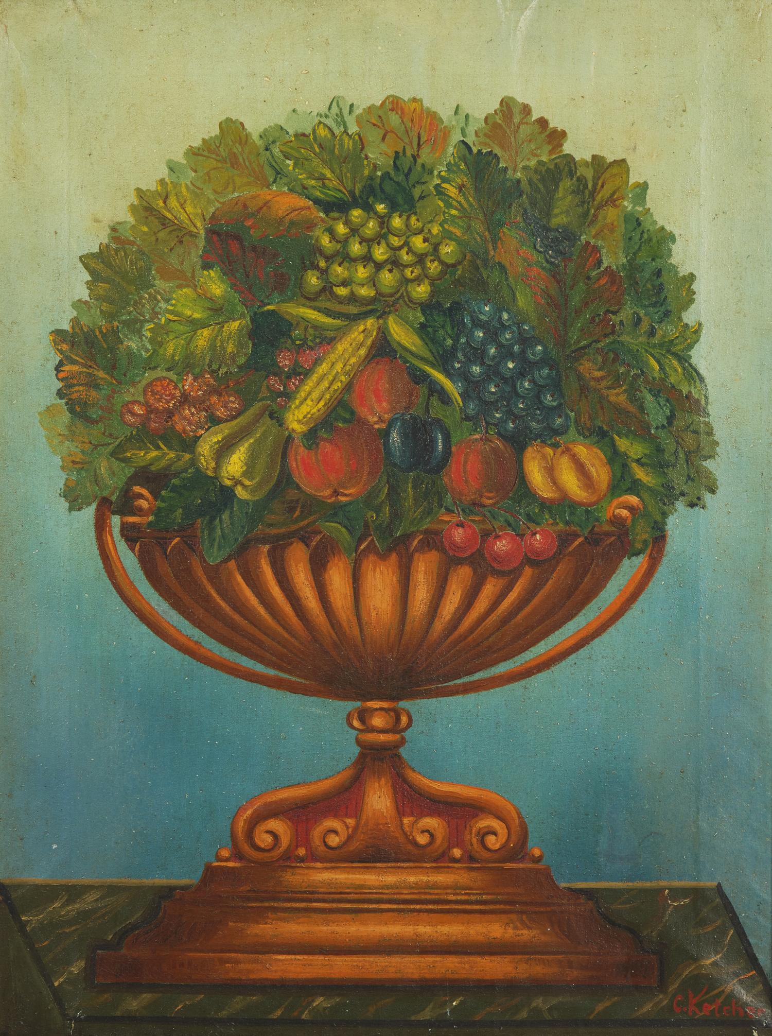 American School 19th Century, A Still Life: Urn with Fruit
