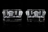 A Pair of Versace for Rosenthal Molded and Frosted Glass Wine Coasters Width 5 inches. — 20TH CENTURY