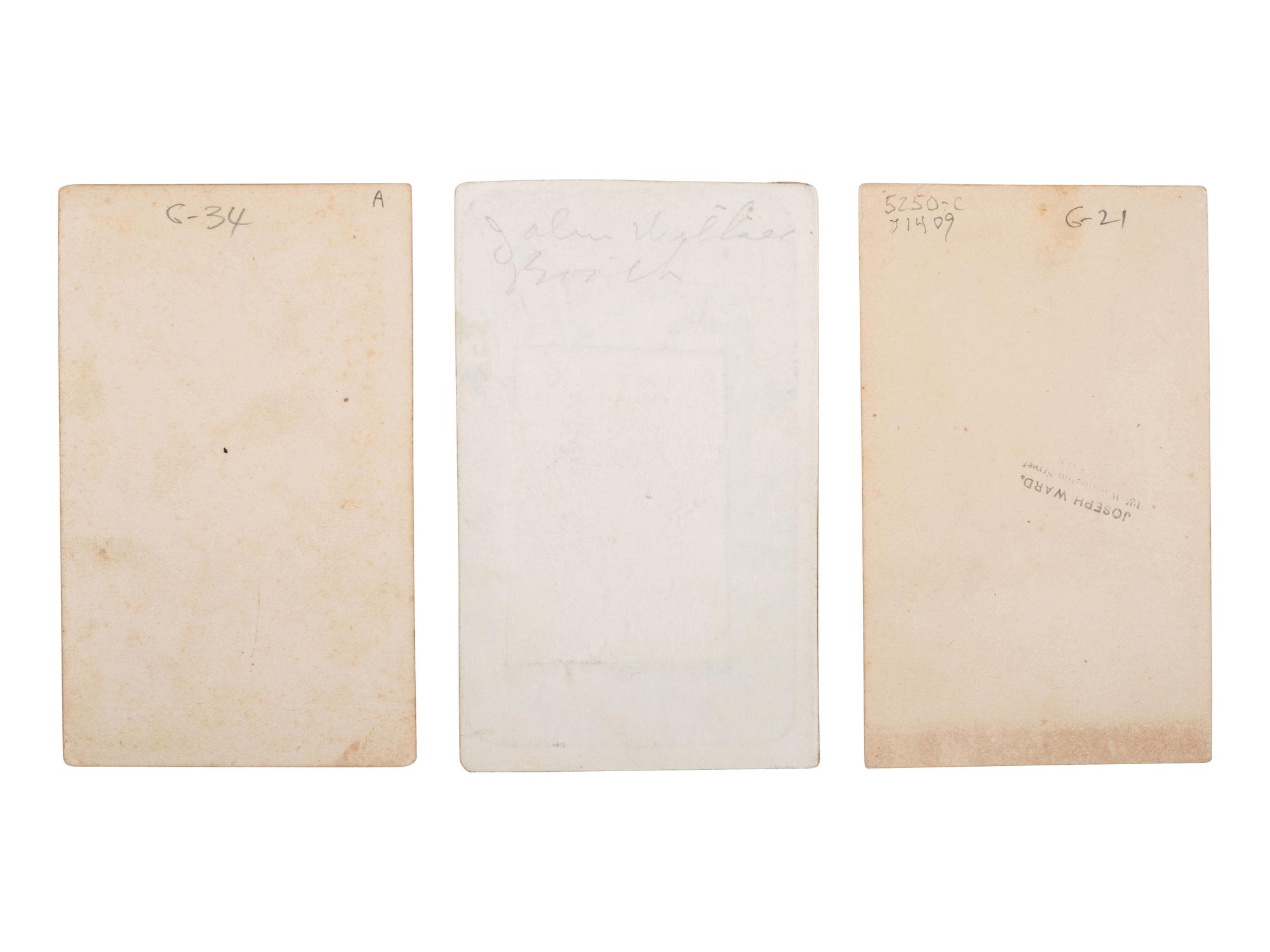 [LINCOLN, Abraham (1809-1865)]. A group of 3 CDVs of John Wilkes Booth, comprising:
