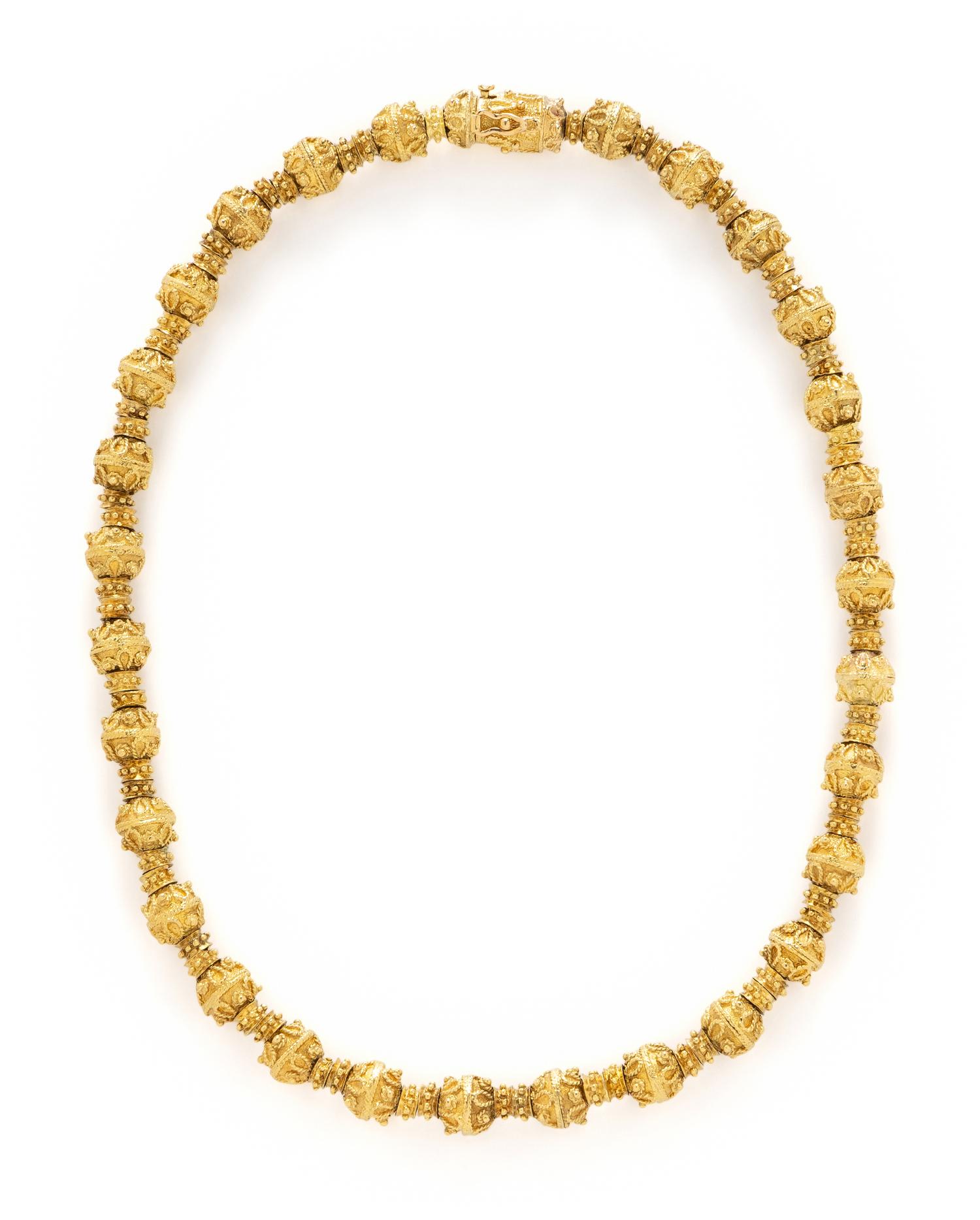 YELLOW GOLD BEAD NECKLACE