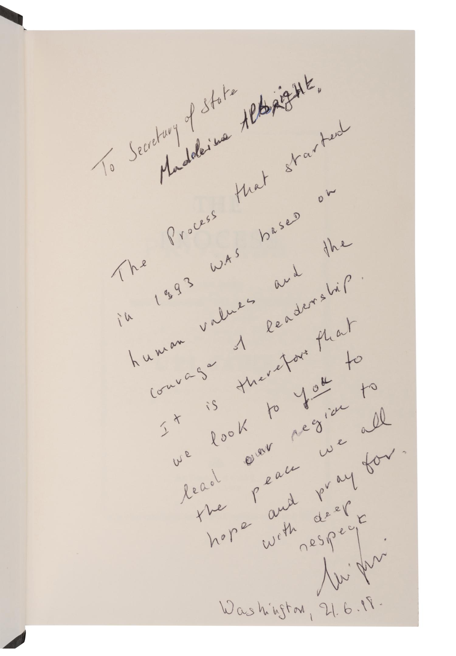 CONFLICT IN THE MIDDLE EAST & SOUTH ASIA A group of 9 works, most FIRST EDITIONS INSCRIBED TO SECRETARY ALBRIGHT: