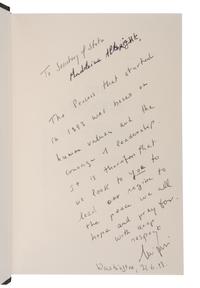 CONFLICT IN THE MIDDLE EAST & SOUTH ASIA A group of 9 works, most FIRST EDITIONS INSCRIBED TO SECRETARY ALBRIGHT: