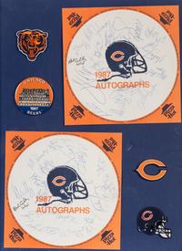 A 1987 Chicago Bears Team Signed Display Including Walter Payton, William Perry and Dan Hampton,