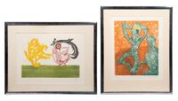 Pecheur sur la plage and Baj chez Picasso 11 (a pair of works), 1962 and 1969
