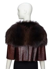 PRADA, FUR COLLAR CROPPED LEATHER JACKET