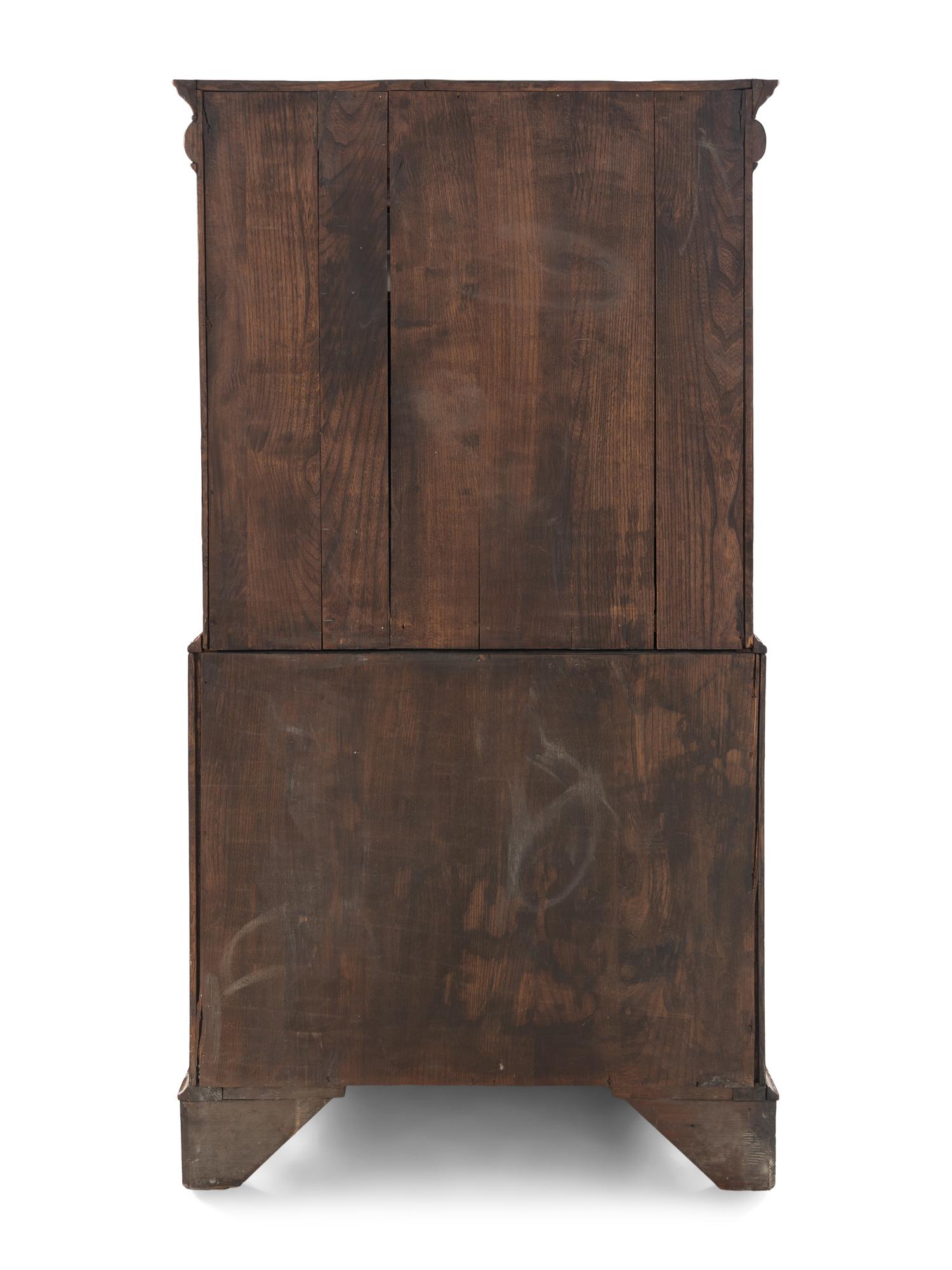 A William and Mary Style Oyster Walnut and Floral Marquetry Fall-Front Bureau