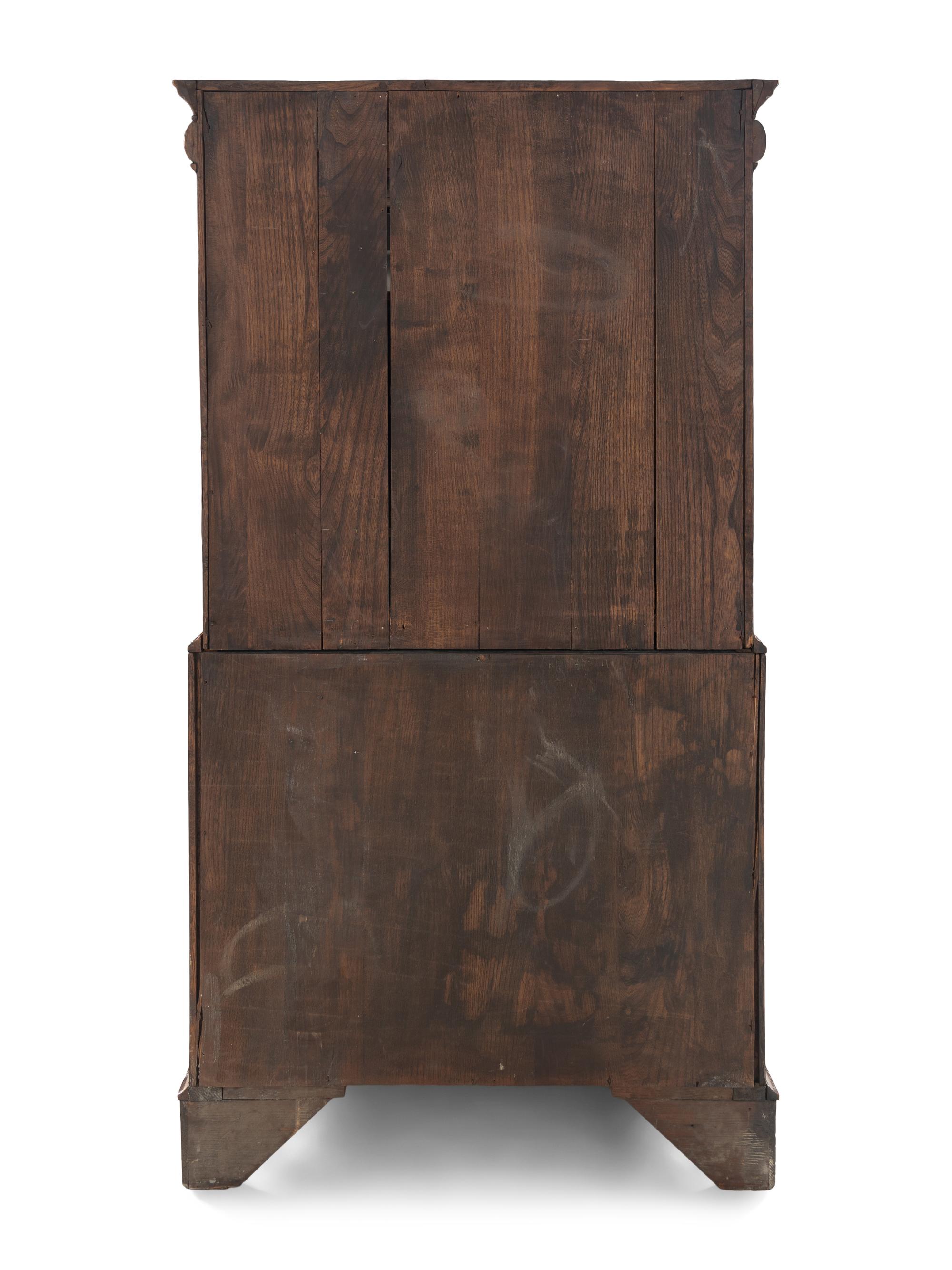 A William and Mary Style Oyster Walnut and Floral Marquetry Fall-Front Bureau