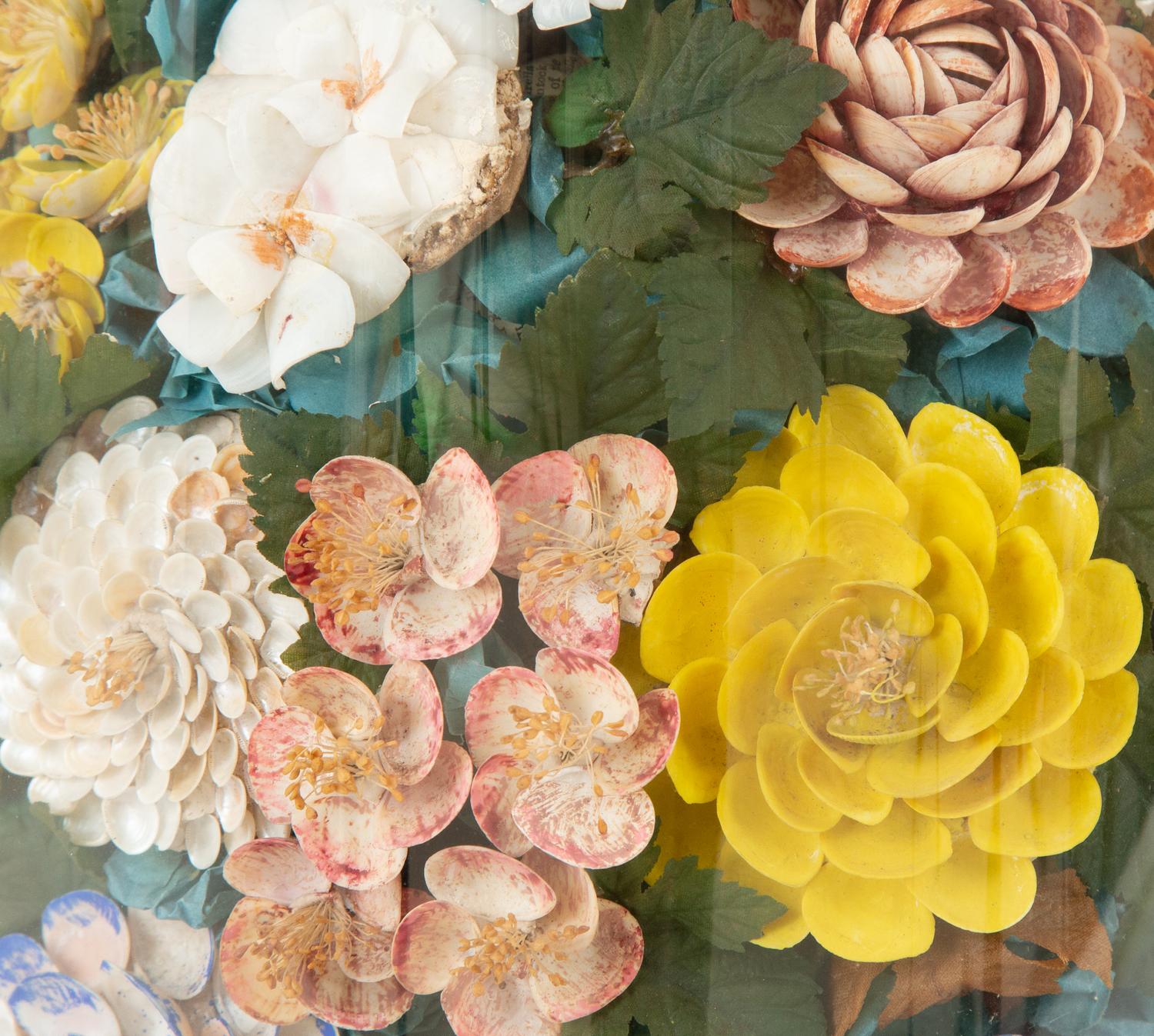 A Victorian Shell Floral Still Life Diorama