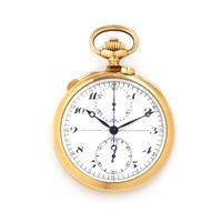 Patek Philippe for Spaulding-Gorham, 18K Yellow Gold Open Face Split Second Chronograph Pocket Watch